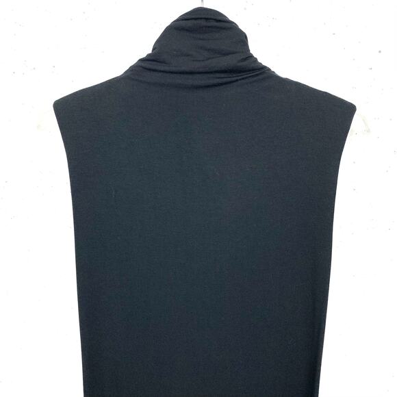 White + Warren Sleeveless Turtleneck Dress Midi Shoulder Pads Black Size Medium - Picture 11 of 11